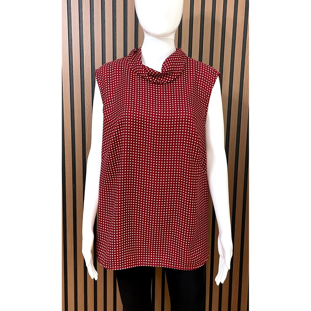 MM.LaFleur Women's Red Polka Dot Blouse Top 1x‎ Cowl Neck Cottagecore Cap Sleeve